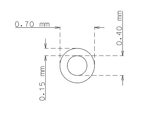 Tube inox de 0.7mm x 0.15mm Qualité 304 Dur