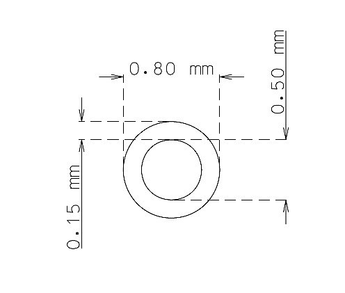 Tube inox de 0.8mm x 0.15mm Qualité 304 Dur