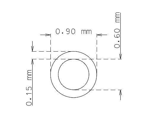 Tube inox de 0.9mm x 0.15mm Qualité 304 Dur