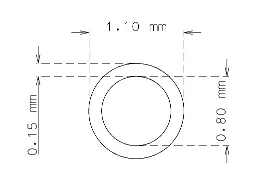 Tube inox de 1.1mm x 0.15mm Qualité 304 Dur