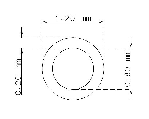 Microtube inox de 1.2mm x 0.20mm Qualité 304 Dur