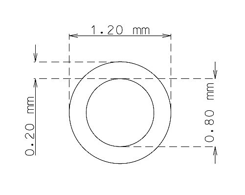 Tube inox de 1.2mm x 0.20mm Qualité 304 Dur