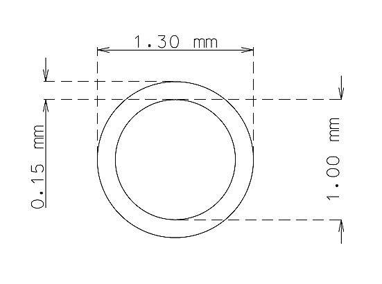 Tube inox de 1.3mm x 0.15mm Qualité 304 Dur