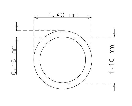 Microtube inox de 1.4mm x 0.15mm Qualité 304 Dur