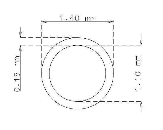 Tube inox de 1.4mm x 0.15mm Qualité 304 Dur