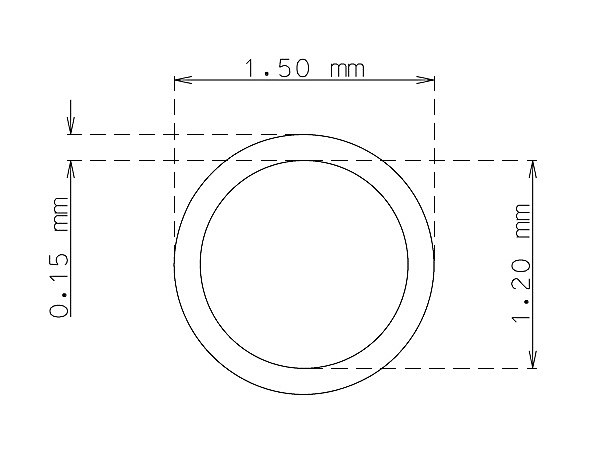 Tube inox de 1.5mm x 0.15mm Qualité 304 Dur