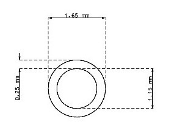 Tube inox de 1.65mm x 0.25mm Qualité 304 Dur