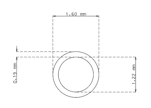 Tube inox de 1.6mm x 0.19mm Qualité 304 Dur