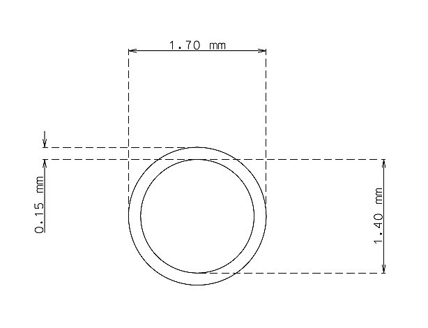 Tube inox de 1.7mm x 0.15mm Qualité 304 Dur