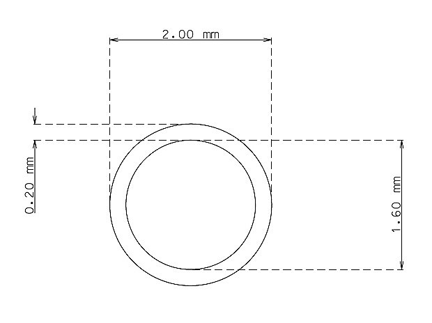 Tube inox de 2.0mm x 0.20mm Qualité 304 Dur