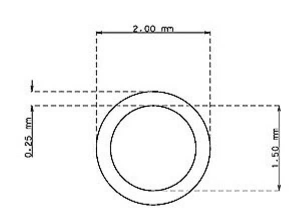 Tube inox de 2.0mm x 0.25mm Qualité 304 Dur