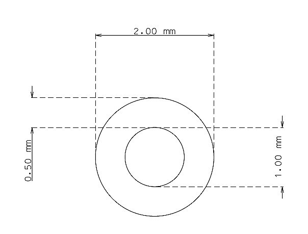 Tube inox de 2.0mm x 0.50mm Qualité 304 Dur