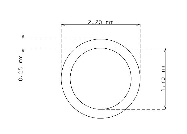 Tube inox de 2.2mm x 0.25mm Qualité 304 Dur