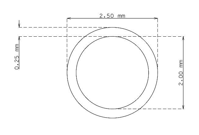 Tube inox de 2.5mm x 0.25mm Qualité 316L