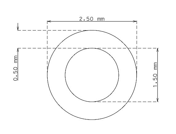 Tube inox de 2.5mm x 0.50mm Qualité 304 Dur