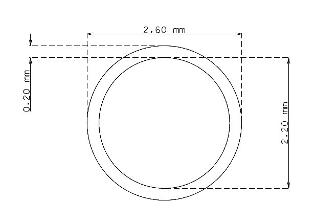 Tube inox de 2.6mm x 0.20mm Qualité 304 Dur