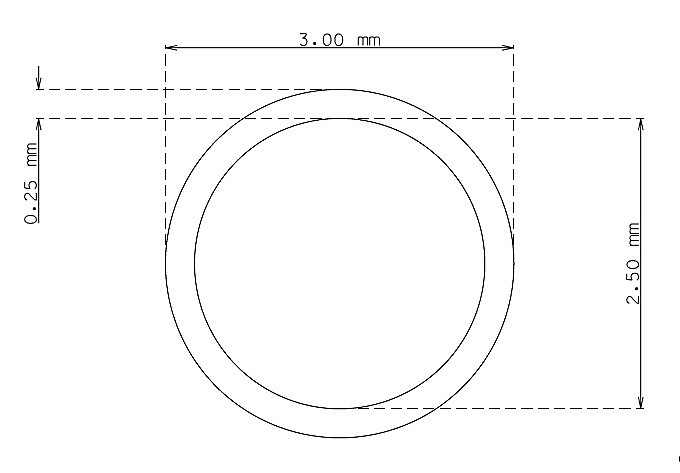 Tube inox de 3.0mm x 0.25mm Qualité 316L