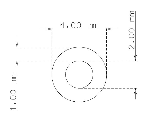 Tube inox de 4.0mm x 1.00mm Qualité 316 Dur