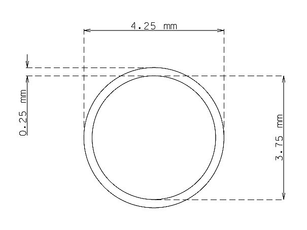 Tube inox de 4.25mm x 0.25mm Qualité 304 Dur