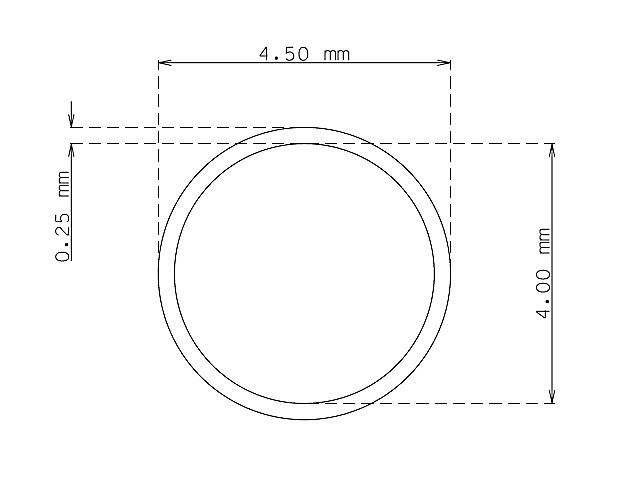 Tube inox de 4.5mm x 0.25mm Qualité 304 Dur