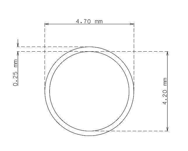 Tube inox de 4.7mm x 0.25mm Qualité 304 Dur