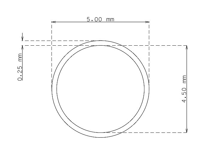 Tube inox de 5.0mm x 0.25mm Qualité 304 Dur