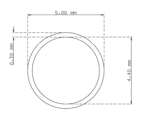 Tube inox de 5.0mm x 0.30mm Qualité 304 Dur