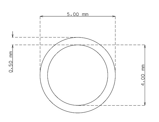 Tube inox de 5.0mm x 0.50mm Qualité 316 Dur