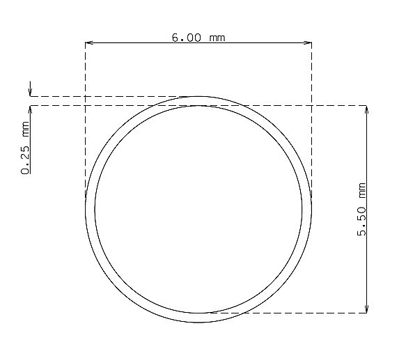 Tube inox de 6.0mm x 0.25mm Qualité 304 Dur