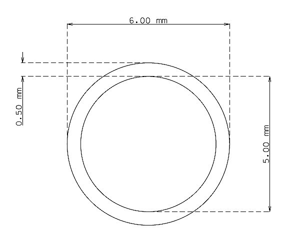 Tube inox de 6.0mm x 0.50mm Qualité 316 Dur