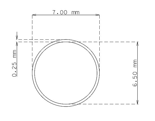 Tube inox de 7.0mm x 0.25mm Qualité 304 Dur