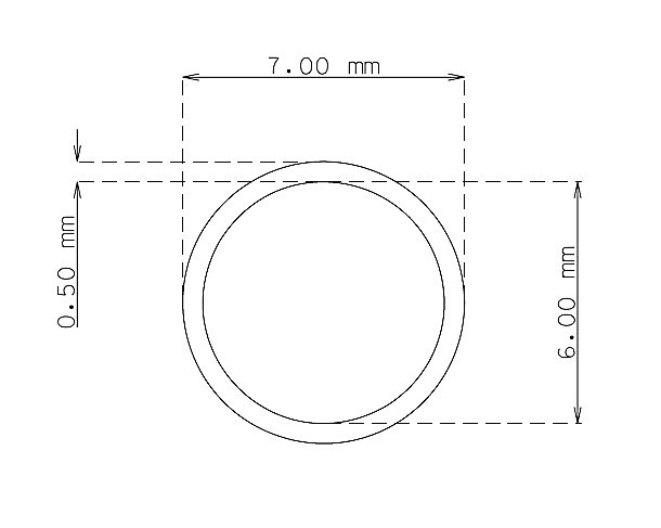 Tube inox de 7.0mm x 0.50mm Qualité 316 Dur