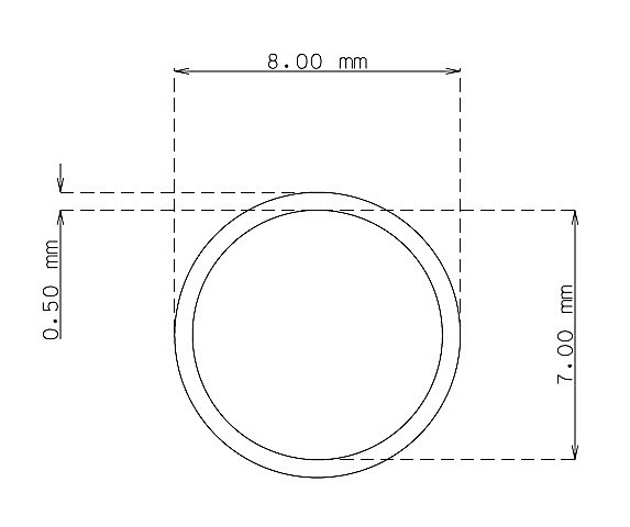 Tube inox de 8.0mm x 0.50mm Qualité 304 Dur