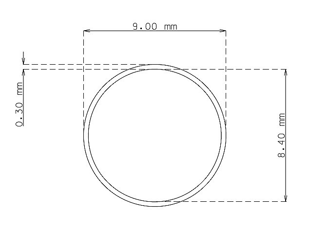 Tube inox de 9.0mm x 0.30mm Qualité 304 Dur