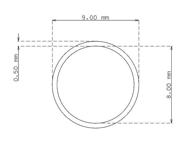 Tube inox de 9.0mm x 0.50mm Qualité 304 Dur